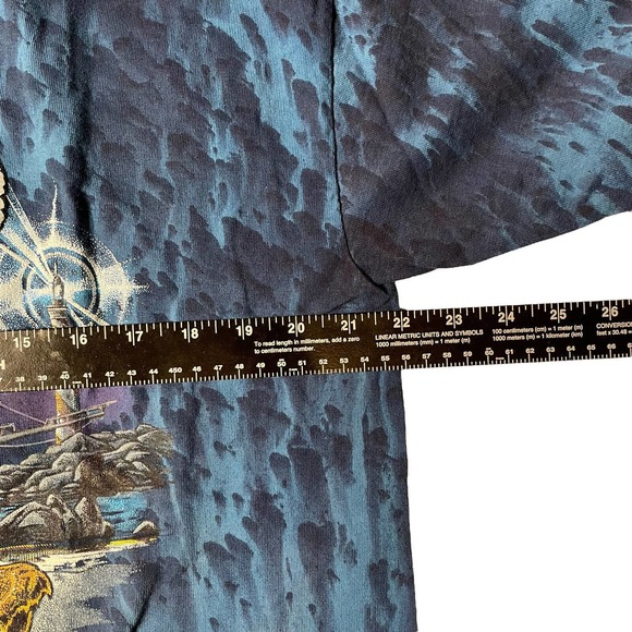 Vintage 90's Tie Dye Boat Ship Seagull Ocean‎ T Shirt XL Men's USA Blue - Picture 7 of 8